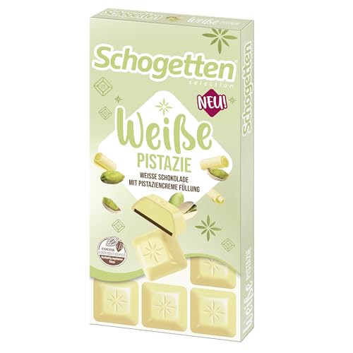 Schogetten Weiße Pistazie I weiße Schokolade mit Pistaziencreme Füllung I 100 g I praktisch einzeln portioniert von Schogetten