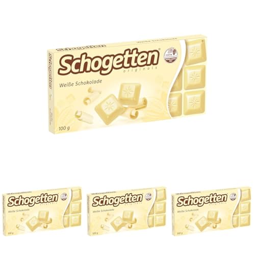 Schogetten Weiße Schokolade 100g Schokoladentafel, praktisch einzeln portioniert. Ein Genuss. Stück für Stück. (Packung mit 4) von Schogetten