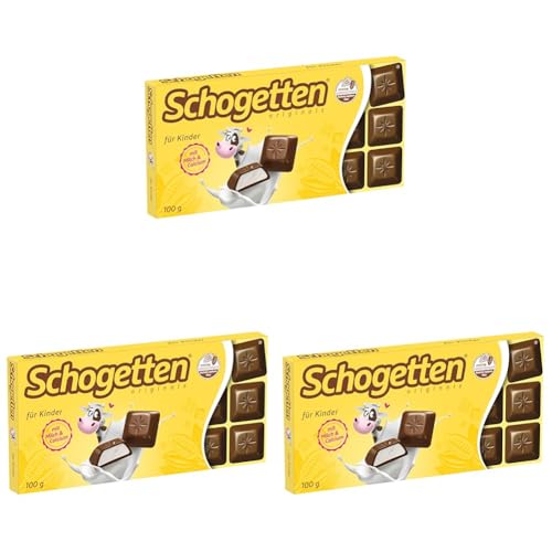 Schogetten für Kinder 100g Schokoladentafel, praktisch einzeln portioniert. Ein Genuss. Stück für Stück. (Packung mit 3) von Schogetten