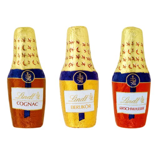 Lindt Alkohol Spezialitäten Fläschchen Cognac Eierlikör Kirschwasser 600 gr. beutel von Schokolade