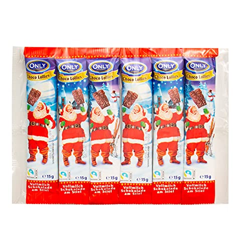 Only Schokolade Schokolollys mit Weihnachsmann - Schokoladenlutscher Weihnachten - Schokolade am Stiel 6x15g von Schokolade