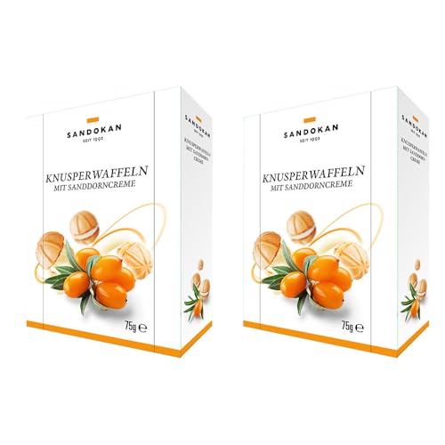 Sandokan | Knusperwaffeln mit Sanddorncreme | Waffelkugeln mit Cremefüllung | 150g (2 x 75g) von Schrader