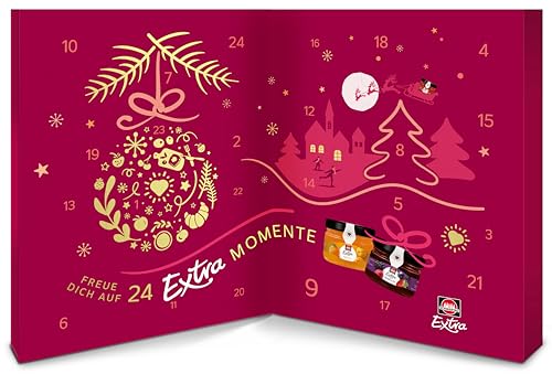 Schwartau Adventskalender 2024, Weihnachtskalender Geschenk mit Mini Marmelade, Konfitüre, Gelee und Honig, 24 Fruchtaufstrich & Honig Portionsgläser, Probierset zu Weihnachten, Advent und Feiertage von Schwartau