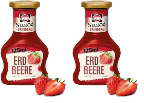 Schwartau Dessert Sauce Erdbeere, zum Verfeinern von Desserts und Eis, 125ml (Packung mit 2) von Schwartau