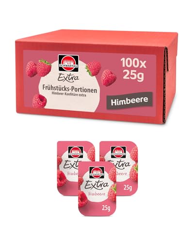 Schwartau Extra Himbeere Portionen, Konfitüre Portionsschalen, Großpackung, 100x25g von Schwartau