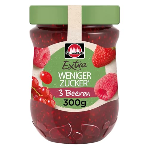 Schwartau Extra Weniger Zucker 3 Beeren passiert, zuckerreduzierter Fruchtaufstrich, 300g von Schwartau