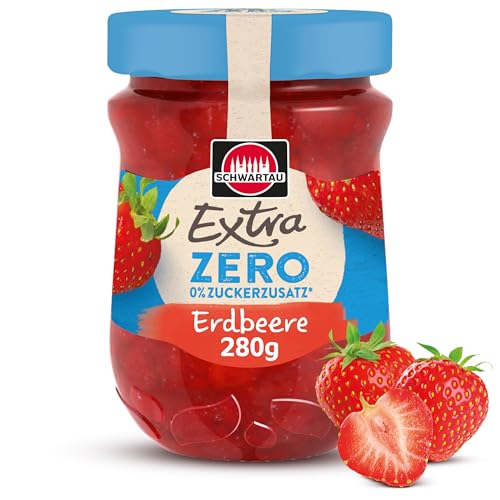 Schwartau Extra Zero Erdbeere, Fruchtaufstrich ohne Zuckerzusatz, 15 kcal pro 25g, 280g von Schwartau