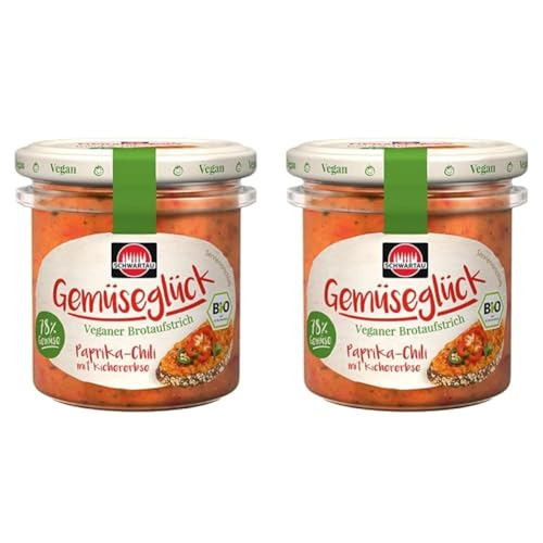 Schwartau Gemüseglück Paprika-Chili mit Kichererbse, veganer Bio Gemüseaufstrich, 135 g (Packung mit 2) von Schwartau