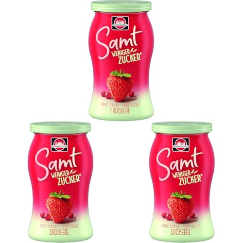 Schwartau Samt Weniger Zucker Erdbeere zuckerreduzierter Fruchtaufstrich, 255g (Packung mit 3) von Schwartau