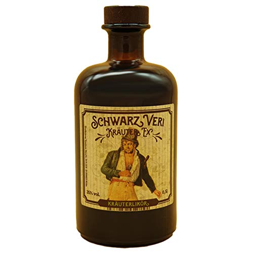 Schwarz Veri Kräuter Ex - Der Kräuterlikör des legendären Räubers und Räuberhauptmanns Schwarz Veri | Kräuterlikör mit natürlichen Inhaltsstoffen | 0,5l | 35% vol. Alkohol von Schwarz Veri Kräuter Ex