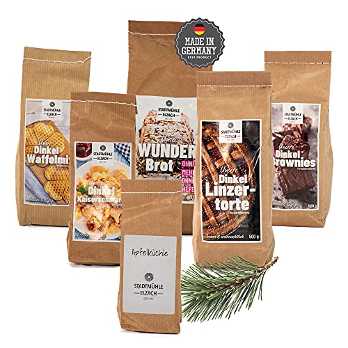 Probierset mit verschiedenen Protein-Backmischungen – 6x Low-Carb Backmischung mit Brot, Waffeln, Kuchen, Apfelküchle, Brownies und Kaiserschmarrn – Eiweißbrot und mehr zum Backen und Probieren von Schwarzwald Metzgerei