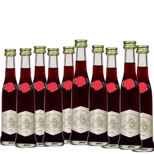 10 x Likör Waldheidelbeere 4cl (22% Vol) - Kleine Flaschen - fruchtiger Heidelbeerlikör von Schwechower Obstbrennerei GmbH