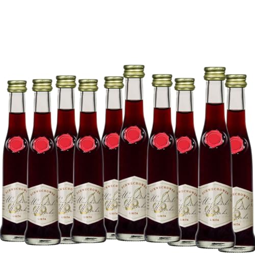 10 x Likör Weichselkirsche 4cl (22% Vol) - Kleine Flaschen - feinfruchtiger Kirschlikör von Schwechower Obstbrennerei GmbH