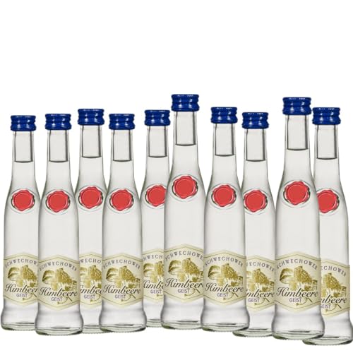 10 x Obstgeist Himbeere 4cl (40% Vol) - Himbeergeist - kleine Flaschen | Schnaps aus Deutschland | Schwechower Obstbrennerei (1229) von Schwechower Obstbrennerei GmbH