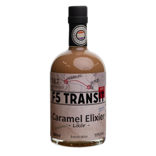 Caramel Elixir Likör 0.5l (22% Vol) No. 5567 | DDR-Edition | F5 Transit | Premium Karamelllikör aus dem Osten Deutschlands | Deutliche Karamellnote mit einem nussigen Finisch von F5