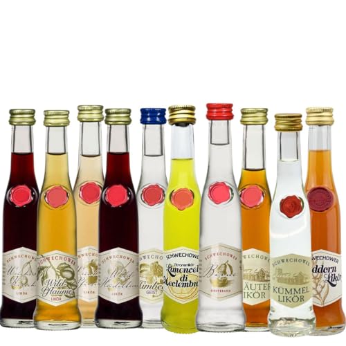 Schnaps, kleine Flaschen, bunte Mischung - 10 x 4cl von Schwechower Obstbrennerei GmbH