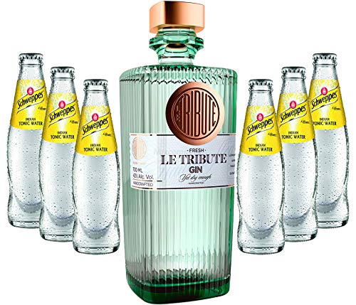 Gin Tonic Set - Le Tribute Gin 0,7l (43% Vol) + 6x Schweppes Tonic Water 200ml inkl. Pfand MEHRWEG -[Enthält Sulfite] von Schweppes-Schweppes