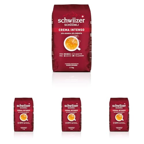 Schwiizer Schüümli Intenso, Kapsel, Bohnenkaffee 1kg - Intensität 4/5 - UTZ-zertifiziert (Packung mit 4) von Schwiizer Schüümli