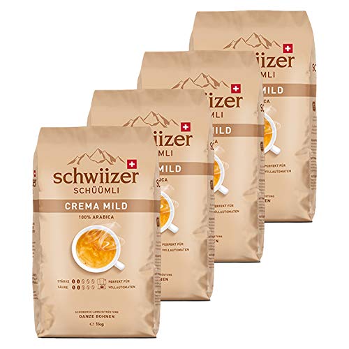 schwiizer Schüümli Crema Mild, 1000g ganze Bohne 4er Pack von Schwiizer Schüümli