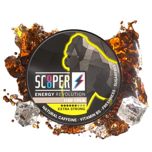 SCOOPER Energy 1x Iced Cola Xtra Strong | 80 MG Koffein pro Pouch | 12 Pouches pro Dose | Zuckerfrei & Vegan | Energy Drink Alternative | Energy Booster Pouches von SCOOPER ENERGY