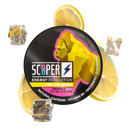 SCOOPER Energy 1x Iced Tea Lemon Xtra Strong | 80 MG Koffein pro Pouch | 12 Pouches pro Dose | Zuckerfrei & Vegan | Energy Drink Alternative von SCOOPER ENERGY