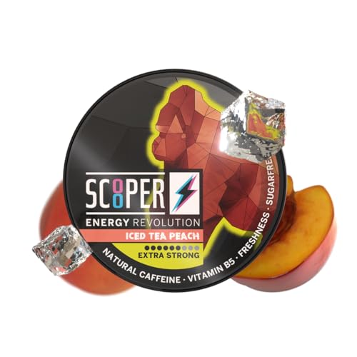 SCOOPER Energy 1x Iced Tea Peach Xtra Strong | 80 MG Koffein pro Pouch | 12 Pouches pro Dose | Zuckerfrei & Vegan | Energy Drink Alternative von SCOOPER ENERGY