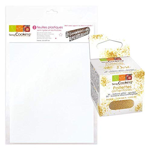 2 Starre Kunststoffplatten A4 + Goldene lebensmittelglitzer von ScrapCooking