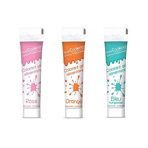 3 Gel Lebensmittelfarben - Türkis Orange Pink von ScrapCooking