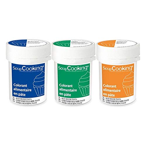 3 Lebensmittelfarbe Paste 20 g - Aprikose-Smaragd-Königsblau von ScrapCooking