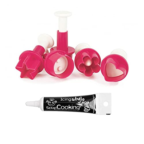 5 Ausstechformen für Zuckerpaste + Icing schwarzen Stift von ScrapCooking