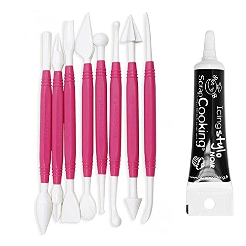 8 Zuckerteig-utensilien + Icing schwarzen Stift von ScrapCooking