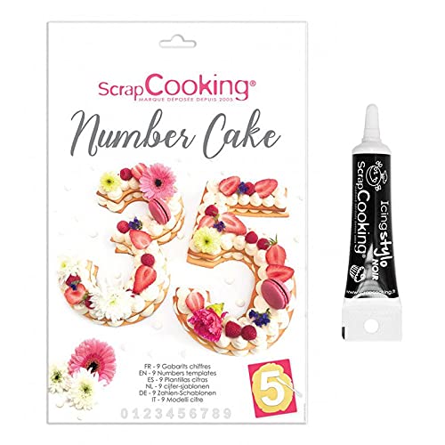 9 Zahlen-Schablonen Kuchenbox + Icing schwarzen Stift von ScrapCooking