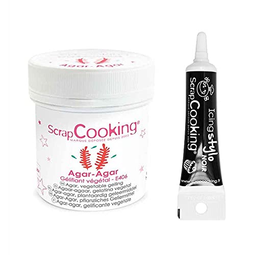 Agar-Pulver 35 g + Icing schwarzen Stift von ScrapCooking