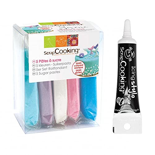 Charge 5 Zuckerteige Sirene 5 x 80 g + Icing schwarzen Stift von ScrapCooking