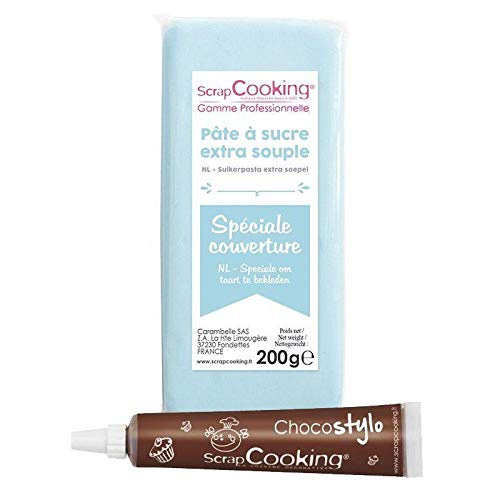 Fondant 200 g Hellblau + Schokoladenstift von ScrapCooking