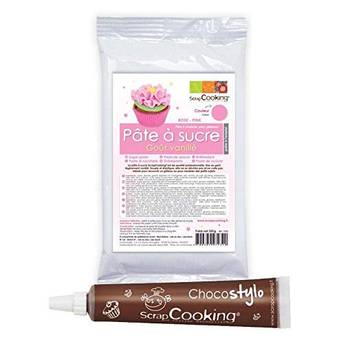 Fondant - Rosa mit Vanille-Geschmack + Schokoladenstift von ScrapCooking