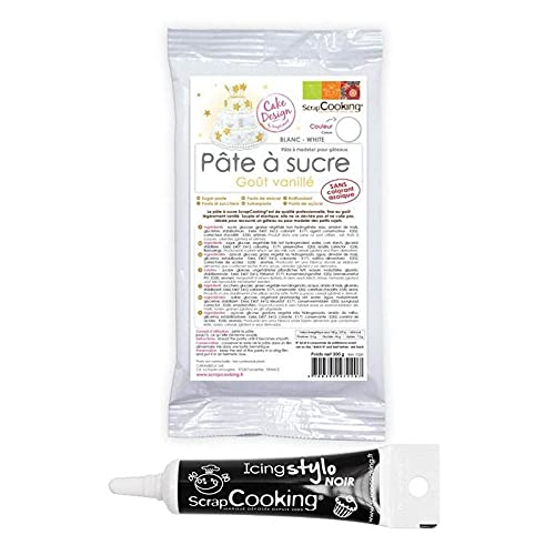 Fondant Weiß mit Vanille-Geschmack + Icing schwarzen Stift von ScrapCooking