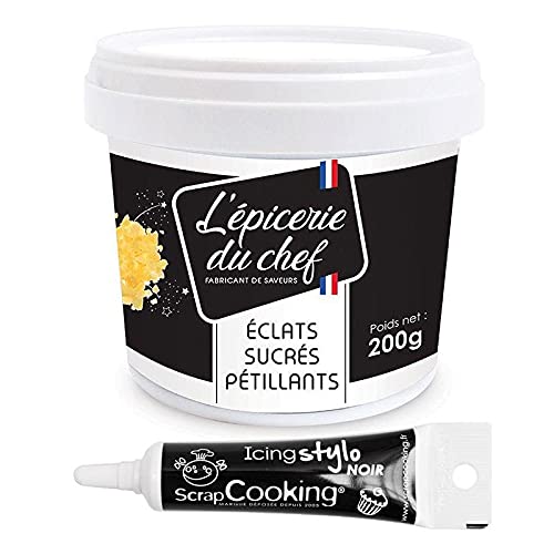 Knisterzucker 200 g + Icing schwarzen Stift von ScrapCooking