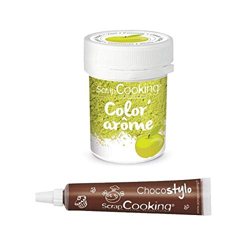 Lebensmittel-Farbstoff Geschmack grün / Apfel 10g + Schokoladenstift von ScrapCooking