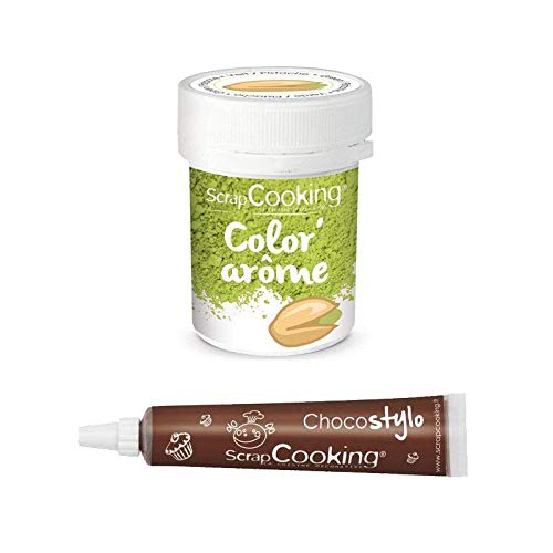 Lebensmittelfarbe mit Geschmack grün/Pistazie 10g + Schokoladenstift von ScrapCooking