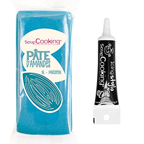 Mandelteig Blau 200 g + Icing schwarzen Stift von ScrapCooking