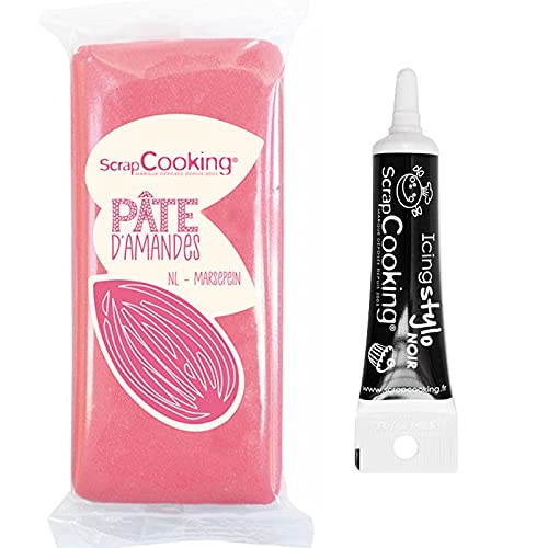 Mandelteig Rosa 200 g + Icing schwarzen Stift von ScrapCooking