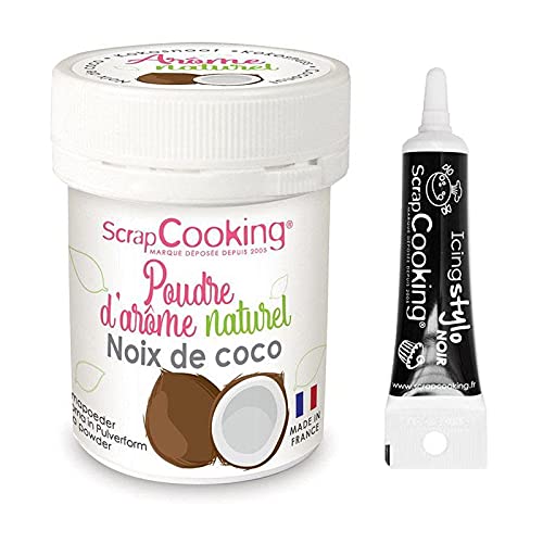 Natürliche Lebensmittelaroma 15 g Kokosnuss Pulver + Icing schwarzen Stift von ScrapCooking