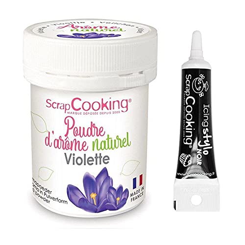 Natürliche Lebensmittelaroma 15 g Veilchen Pulver + Icing schwarzen Stift von ScrapCooking