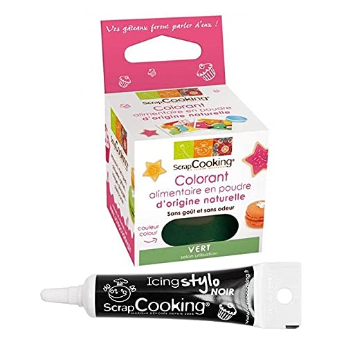 Natürliche Lebensmittelfarbe Grün + Icing schwarzen Stift von ScrapCooking