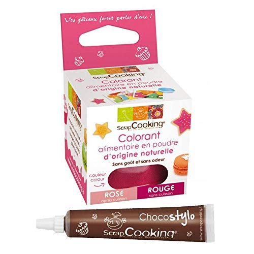 Natürliche Lebensmittelfarbe Rosa-Rot + Schokoladenstift von ScrapCooking