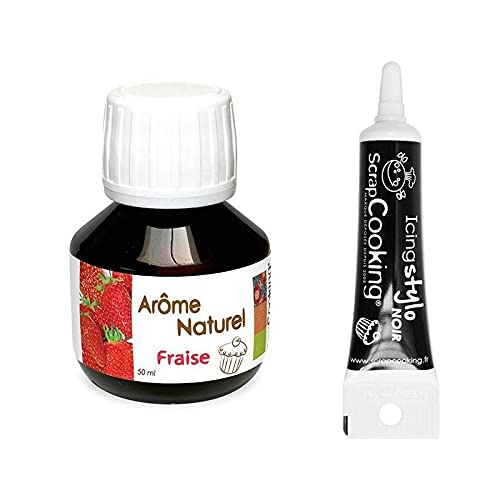 Natürliches Erdbeeraroma 50 ml + Icing schwarzen Stift von ScrapCooking