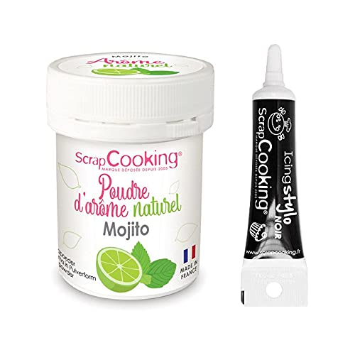 Natürliches Lebensmittel-Aromapulver Mojito-Geschmack 15 g + Icing schwarzen Stift von ScrapCooking