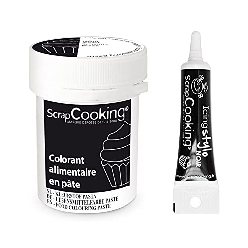 Pastenfarbstoff 20g Schwarz + Icing schwarzen Stift von ScrapCooking