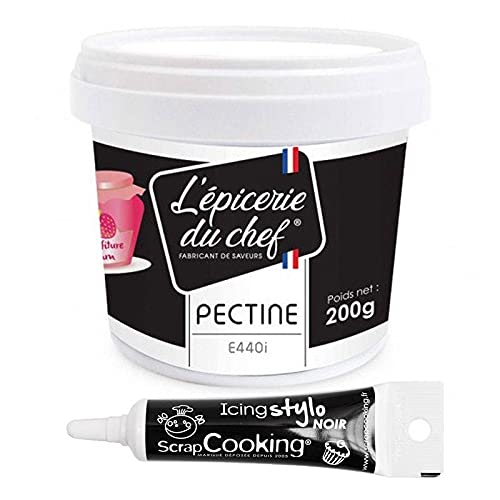 Pektinpulver E440i 200 g + Icing schwarzen Stift von ScrapCooking